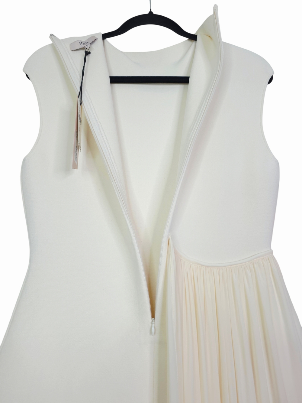 Et Ochs Francis Midi Dress Ivory White Asymmetric Knit Combo NWT Size M - Picture 8 of 15
